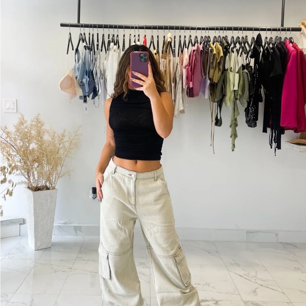 Beige Cargo Pants Jeans